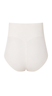 White high-waisted bikini bottom on a white background