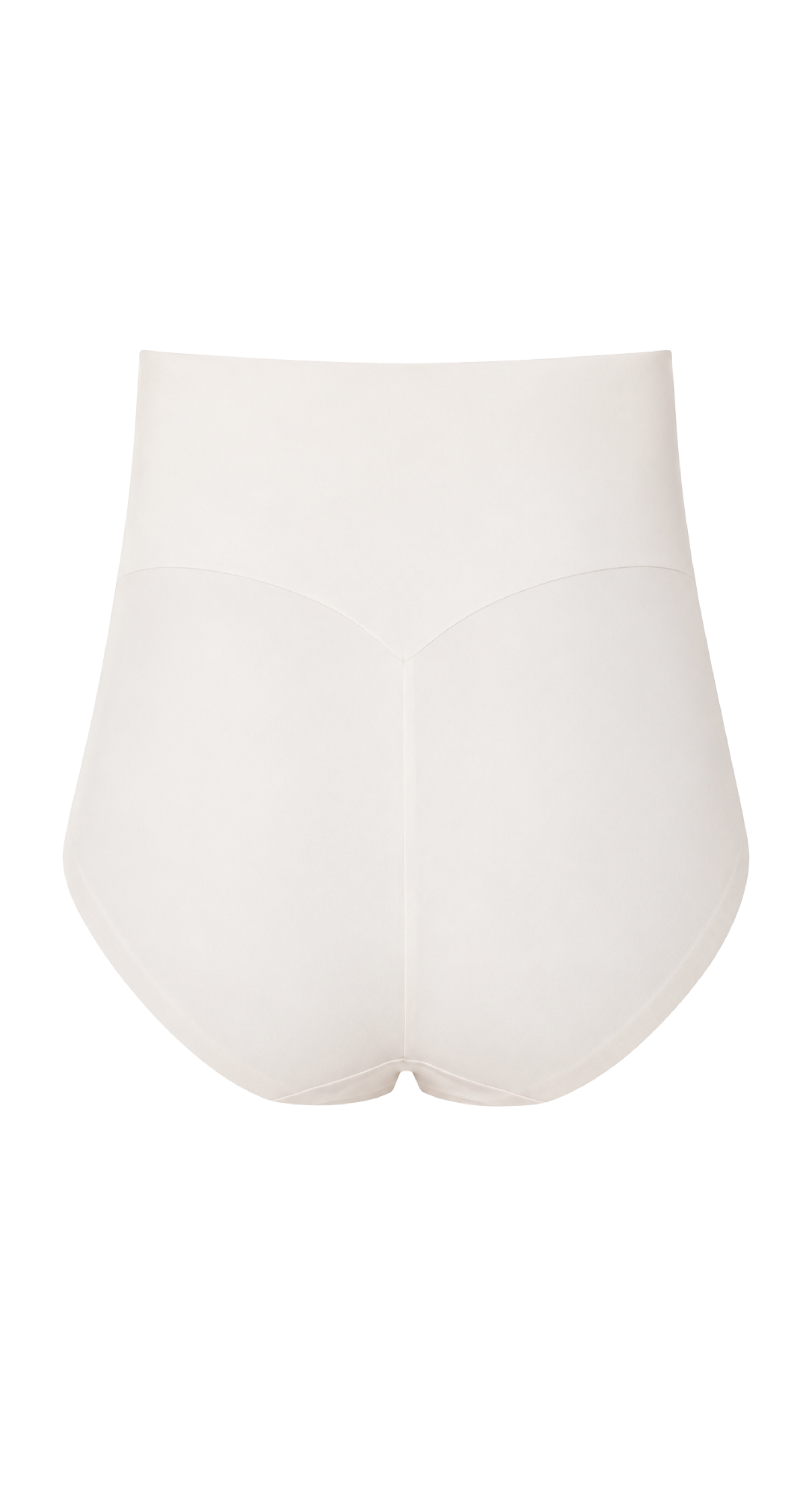 White high-waisted bikini bottom on a white background