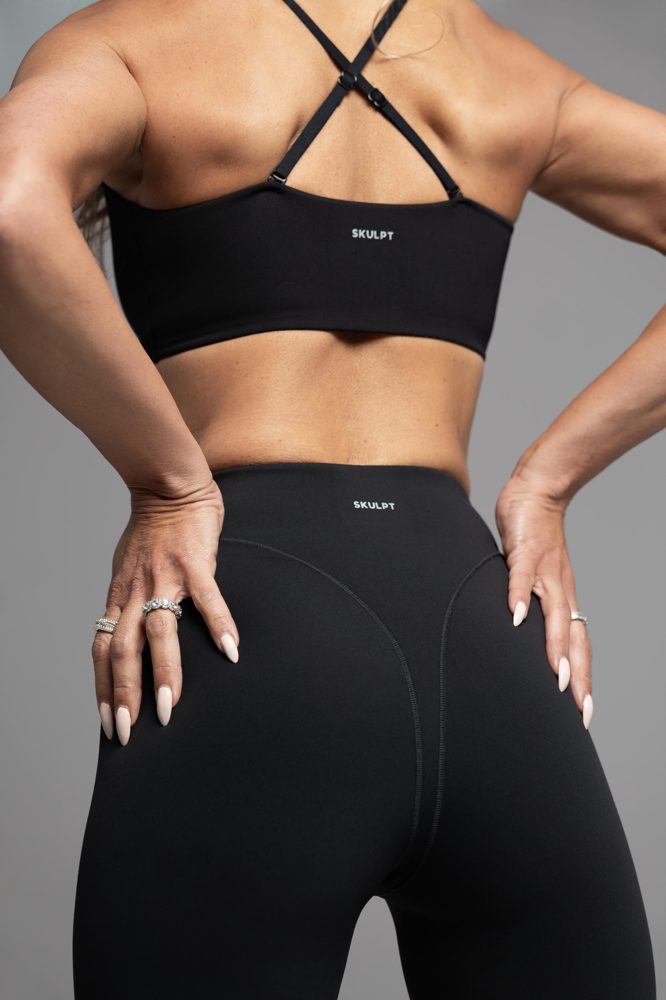 Back view of SKULPT Skyn bra and leggings – the Skyn collection