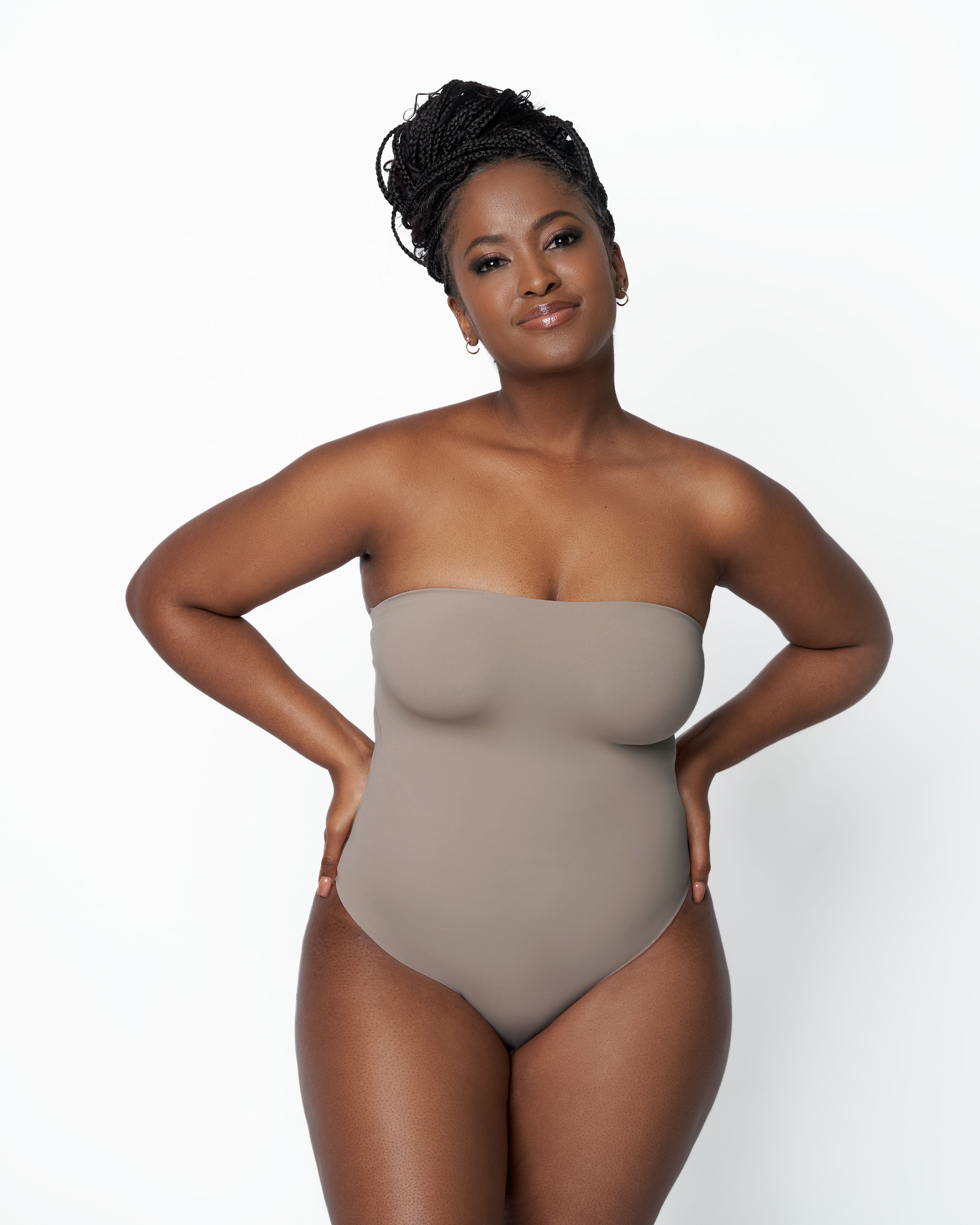 SKULPT Bandeau Bodysuit in Morel – strapless waist cinching bodysuit