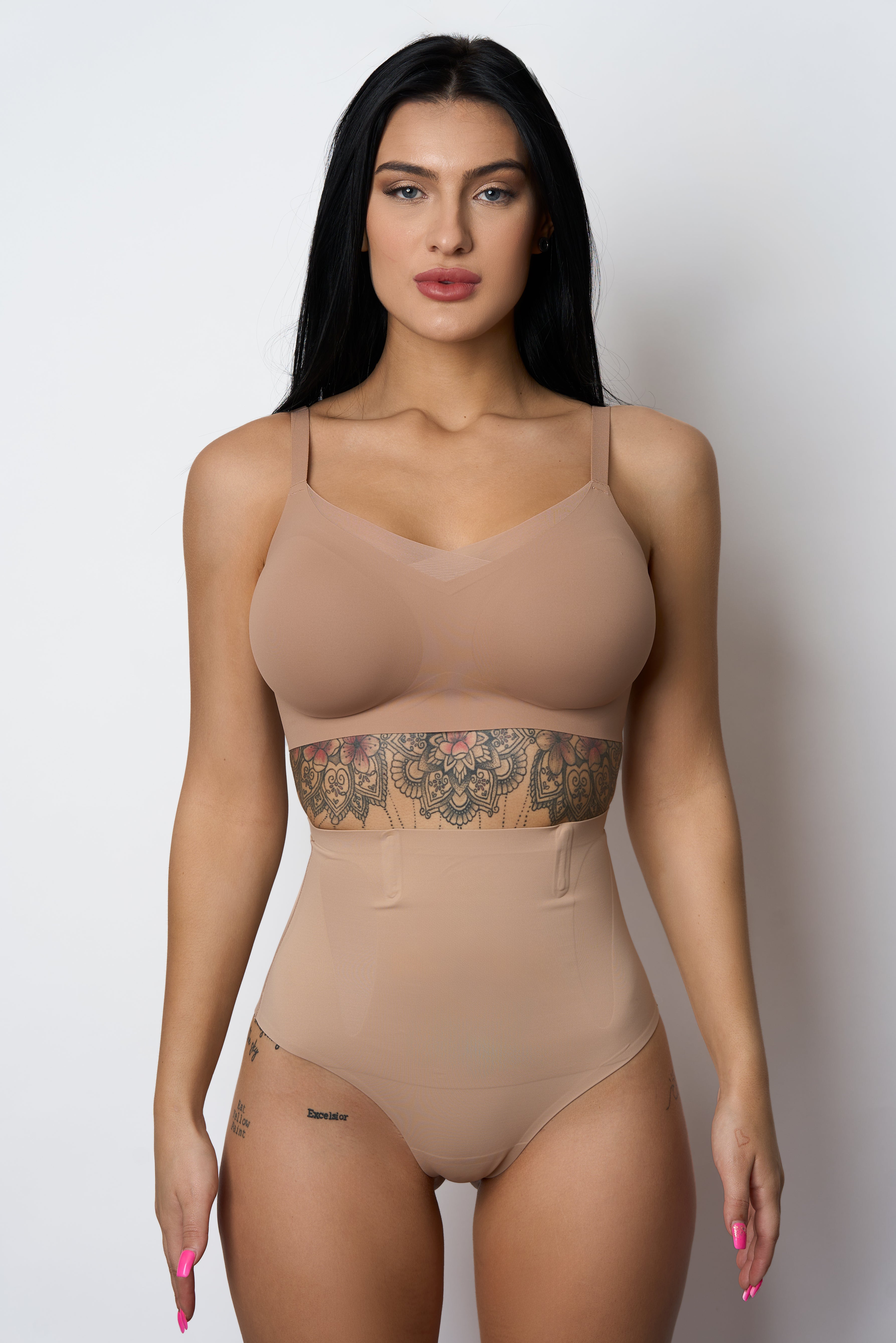 SKULPT High Waist Thong Shaper in Clay – tummy control thong shapewear
