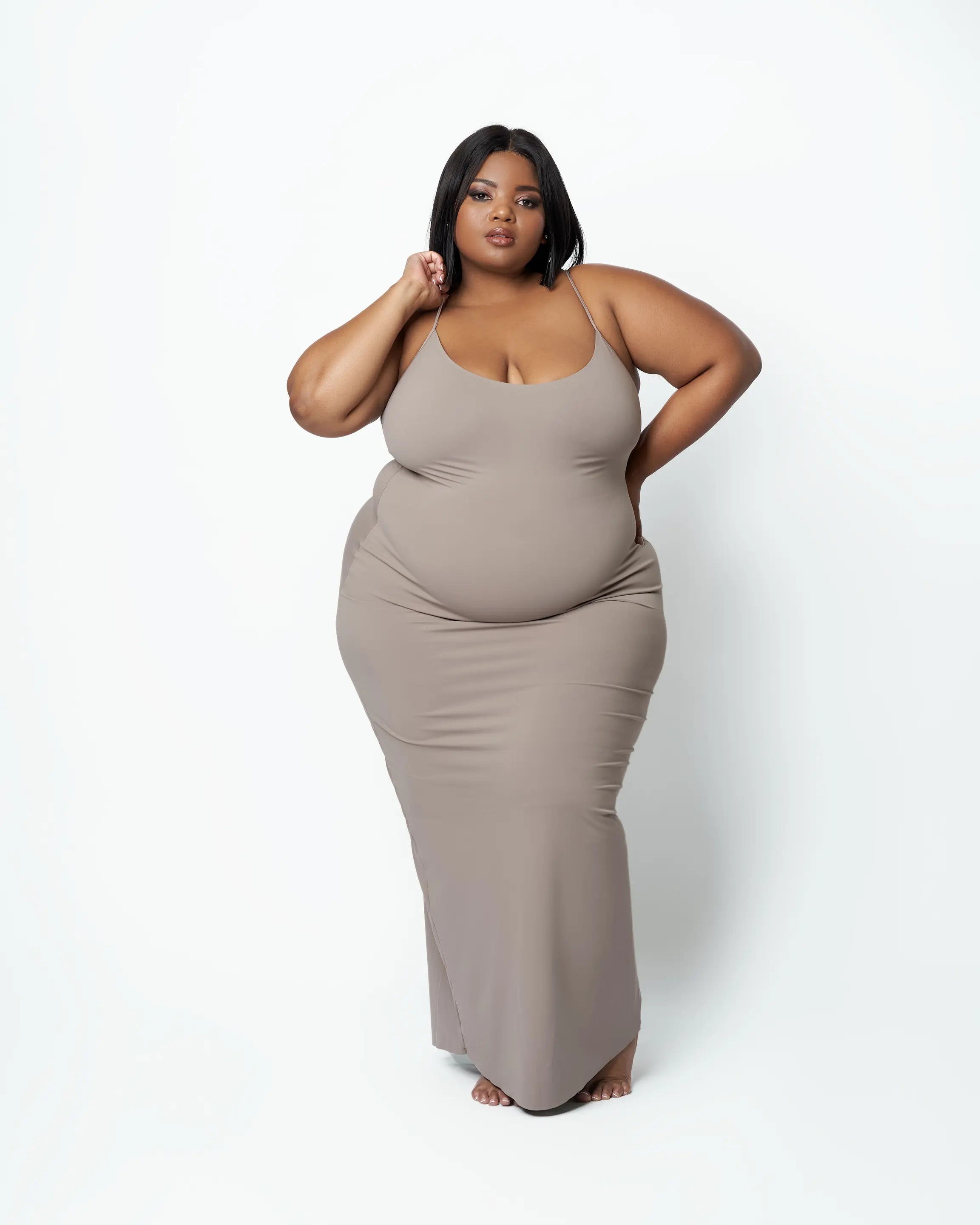 SKULPT Long Slip Dress – double-lined sculpting slip dress, view 2